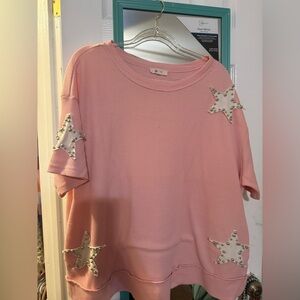 Pink Star Embellished Women's Top
